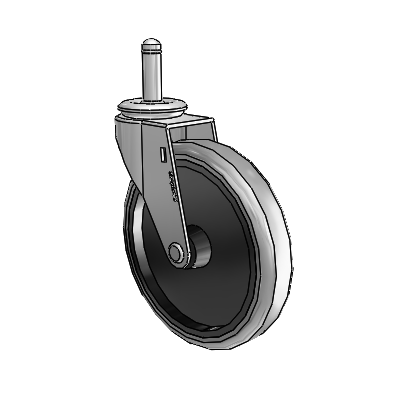 Regent Grip Ring Polished Nickel Swivel Caster with 5 x .9375 Grey Thermoplastic Rubber Wheel
