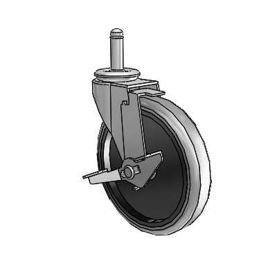 Regent Grip Ring Polished Nickel Swivel Caster with 5 x .9375 Grey Thermoplastic Rubber Wheel and Tread Lock Brake