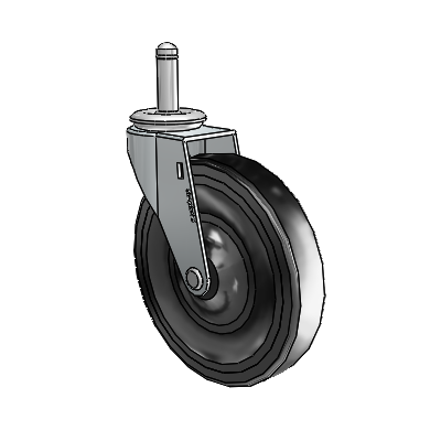 Regent Grip Ring Zinc Swivel Caster with 5 x .9375 Black Soft Rubber Wheel