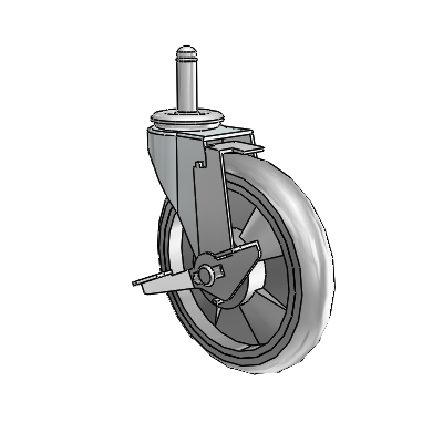 Regent Grip Ring Zinc Swivel Caster with 5 x .9375 Grey MonoTech Wheel and Tread Lock Brake