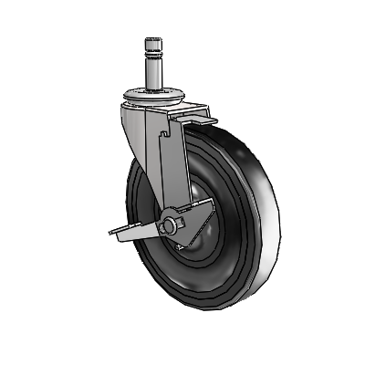 Regent Grip Ring Bright Chrome Swivel Caster with 5 x .9375 Black Hard Rubber Wheel and Tread Lock Brake