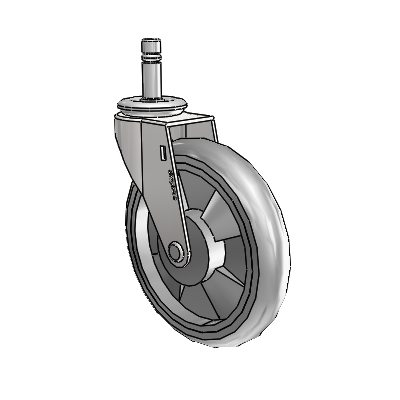 Roulette pivotante Regent Grip Ring au fini chrome brillant, équipée de 5 roues MonoTech grises de 0,9375