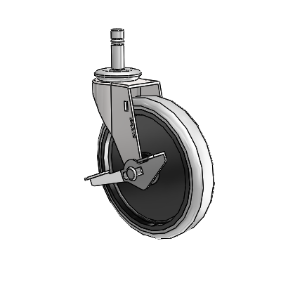 Regent Grip Ring Bright Chrome Swivel Caster with 5 x .9375 Grey Thermoplastic Urethane Wheel and Side Brake