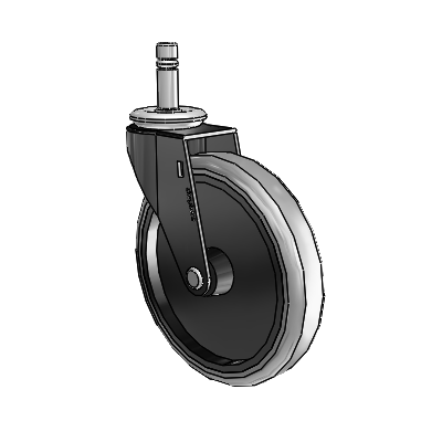Roulette pivotante Regent Grip Ring à anneau de préhension, finition oxydée noire, avec 5 roues en caoutchouc thermoplastique gris de 0,9375