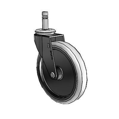 Roulette pivotante Regent Grip Ring à anneau de préhension, finition oxyde noir, équipée de 5 roues en uréthane thermoplastique gris de 0,9375