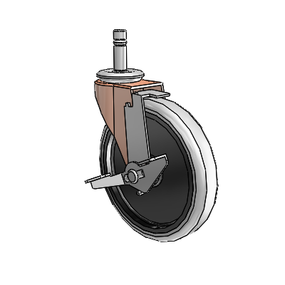 Roulette pivotante Regent Grip Ring à anneau en oxyde de cuivre, équipée de 5 roues en uréthane thermoplastique gris de 0,9375 et d'un frein à blocage de la bande de roulement