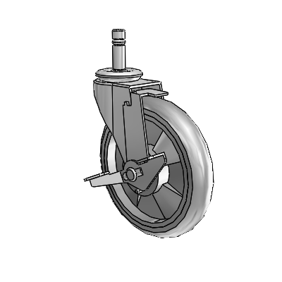 Regent Grip Ring Polished Nickel Swivel Caster with 5 x .9375 Grey MonoTech Wheel and Tread Lock Brake
