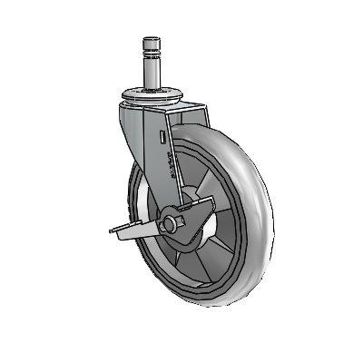 Regent Grip Ring Zinc Swivel Caster with 5 x .9375 Grey MonoTech Wheel and Side Brake