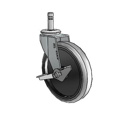 Regent Grip Ring Zinc Swivel Caster with 5 x .9375 Grey Thermoplastic Rubber Wheel and Side Brake