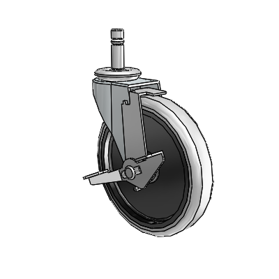 Roulette pivotante Regent Grip Ring en zinc, équipée de 5 roues en uréthane thermoplastique gris de 0,9375 et d'un frein à blocage de la bande de roulement