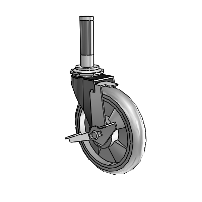 Regent Expanding Adapter Black Oxide Swivel Caster with 5 x .9375 Grey MonoTech Wheel and Tread Lock Brake