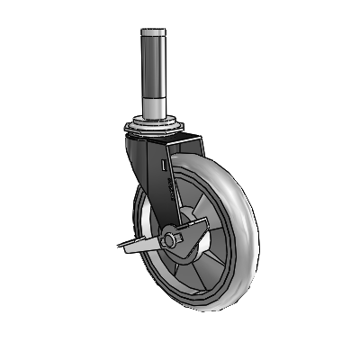 Regent Expanding Adapter Black Oxide Swivel Caster with 5 x .9375 Grey MonoTech Wheel and Side Brake