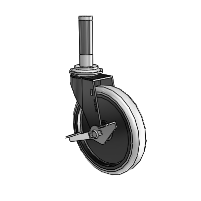 Regent Expanding Adapter Black Oxide Swivel Caster with 5 x .9375 Grey Thermoplastic Urethane Wheel and Side Brake