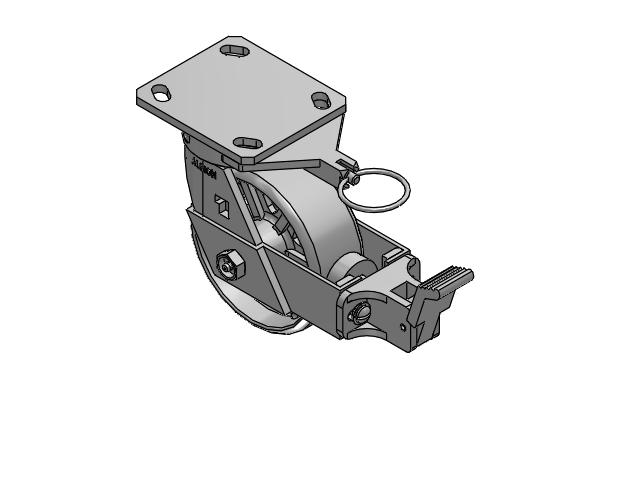 170 Series Top Plate Swivel Caster with 5 x 2 Grey Enamel CA - Cast Iron Wheel and Face Brake