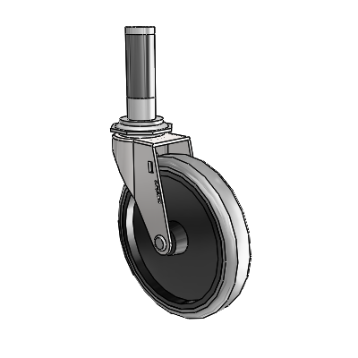 Regent Expanding Adapter Bright Chrome Swivel Caster with 5 x .9375 Grey Thermoplastic Rubber Wheel