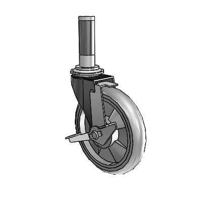 Regent Expanding Adapter Black Oxide Swivel Caster with 5 x .9375 Grey MonoTech Wheel and Tread Lock Brake