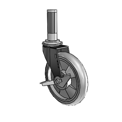 Regent Expanding Adapter Black Oxide Swivel Caster with 5 x .9375 Grey MonoTech Wheel and Side Brake