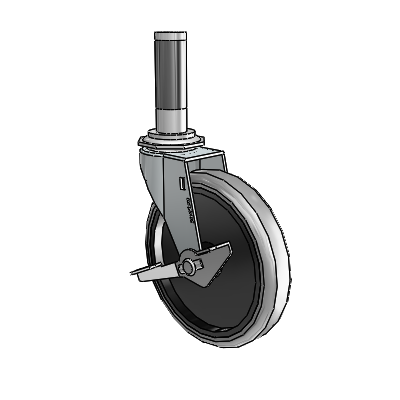 Rueda giratoria con adaptador extensible Regent de zinc, con 5 ruedas de caucho termoplástico gris de 0,9375 y freno lateral