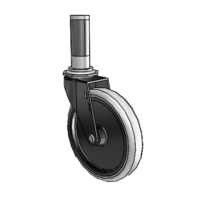 Regent Expanding Adapter Black Oxide Swivel Caster with 5 x .9375 Grey Thermoplastic Urethane Wheel