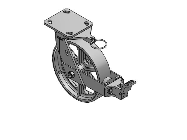 170 Series Top Plate Swivel Caster with 8 x 2 Grey Enamel CA - Cast Iron Wheel and Face Brake