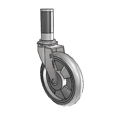 Roulette pivotante Regent à adaptateur d'extension, finition chrome brillant, avec 5 roues MonoTech grises de 0,9375