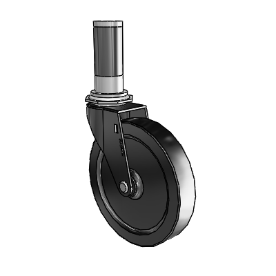 Regent Expanding Adapter Black Oxide Swivel Caster with 5 x .9375 Black Polyolefin Wheel