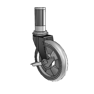 Regent Expanding Adapter Black Oxide Swivel Caster with 5 x .9375 Grey MonoTech Wheel and Side Brake