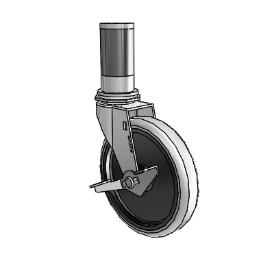 Regent Expanding Adapter Bright Chrome Swivel Caster with 5 x .9375 Grey Thermoplastic Urethane Wheel and Side Brake