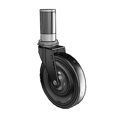 Regent Expanding Adapter Black Oxide Swivel Caster with 5 x .9375 Black Hard Rubber Wheel