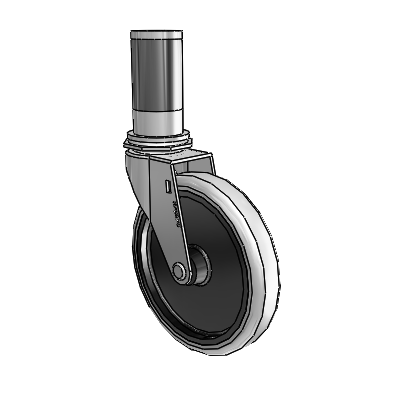 Regent Expanding Adapter Polished Nickel Swivel Caster with 5 x .9375 Grey Thermoplastic Urethane Wheel