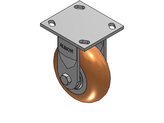 170 Series Top Plate Rigid Caster with 5 x 2 Butterscotch Tread on Aluminum Core PM - Round Polyurethane (Aluminum Core) Wheel