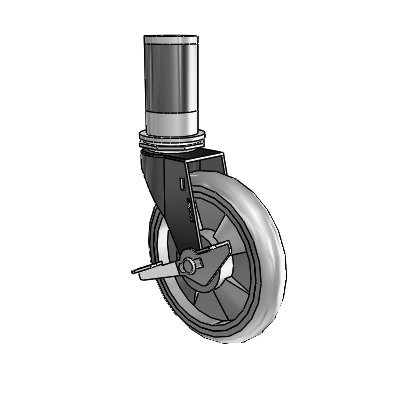 Regent Expanding Adapter Black Oxide Swivel Caster with 5 x .9375 Grey MonoTech Wheel and Side Brake