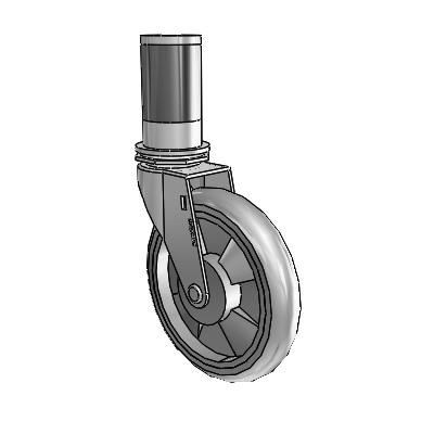 Regent Expanding Adapter Polished Nickel Swivel Caster with 5 x .9375 Grey MonoTech Wheel