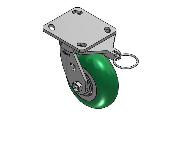 170 Series Top Plate Swivel Caster with 5 x 2 Green Tread on Aluminum Core PM - Round Polyurethane (Aluminum Core) Wheel