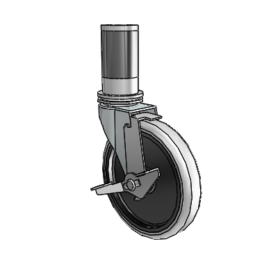 Regent Expanding Adapter Zinc Swivel Caster with 5 x .9375 Grey Thermoplastic Urethane Wheel and Tread Lock Brake