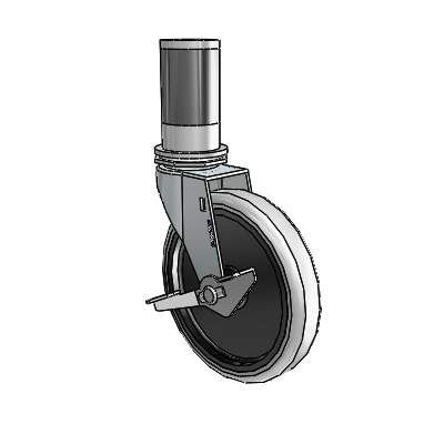 Regent Expanding Adapter Zinc Swivel Caster with 5 x .9375 Grey Thermoplastic Urethane Wheel and Side Brake