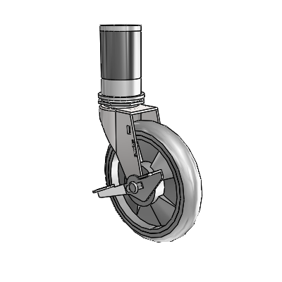 Regent Expanding Adapter Bright Chrome Swivel Caster with 5 x .9375 Grey MonoTech Wheel and Side Brake