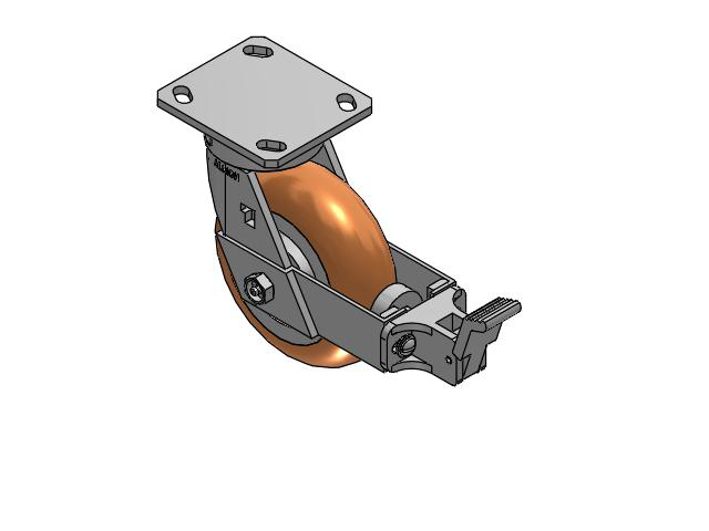 170 Series Top Plate Swivel Caster with 6 x 2 Butterscotch Tread on Aluminum Core PM - Round Polyurethane (Aluminum Core) Wheel and Face Brake