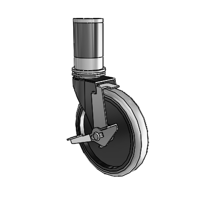 Regent Expanding Adapter Black Oxide Swivel Caster with 5 x .9375 Grey Thermoplastic Rubber Wheel and Tread Lock Brake