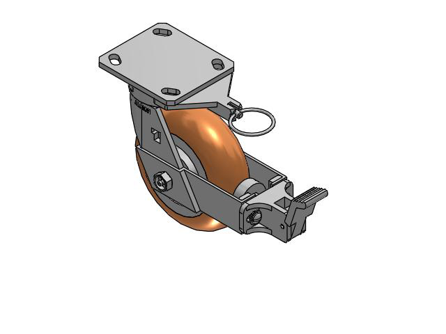 170 Series Top Plate Swivel Caster with 6 x 2 Butterscotch Tread on Aluminum Core PM - Round Polyurethane (Aluminum Core) Wheel and Face Brake