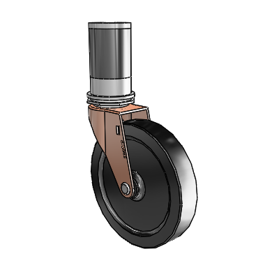 Regent Expanding Adapter Copper Oxide Swivel Caster with 5 x .9375 Black Polyolefin Wheel