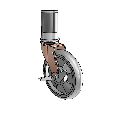 Regent Expanding Adapter Copper Oxide Swivel Caster with 5 x .9375 Grey MonoTech Wheel and Side Brake