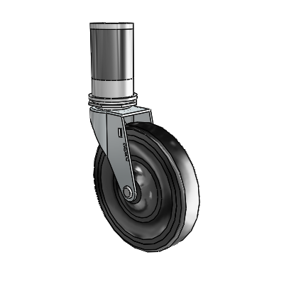 Regent Expanding Adapter Zinc Swivel Caster with 5 x .9375 Black Hard Rubber Wheel