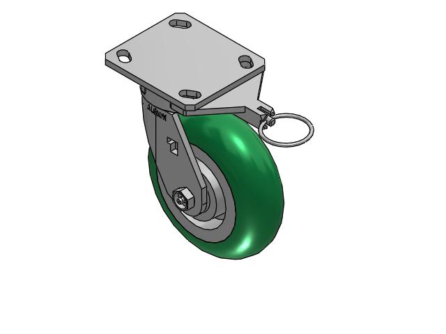 170 Series Top Plate Swivel Caster with 6 x 2 Green Tread on Aluminum Core PM - Round Polyurethane (Aluminum Core) Wheel