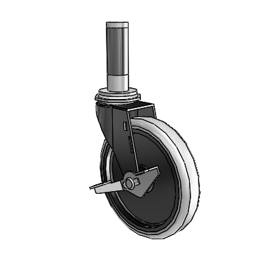 Regent Expanding Adapter Black Oxide Swivel Caster with 5 x .9375 Grey Thermoplastic Urethane Wheel and Side Brake