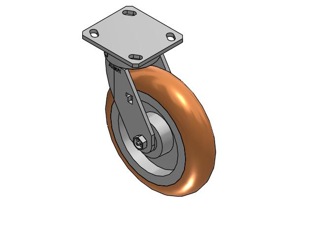 170 Series Top Plate Swivel Caster with 8 x 2 Butterscotch Tread on Aluminum Core PM - Round Polyurethane (Aluminum Core) Wheel