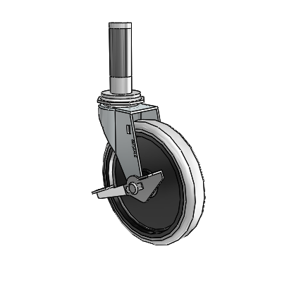 Regent Expanding Adapter Zinc Swivel Caster with 5 x .9375 Grey Thermoplastic Urethane Wheel and Side Brake