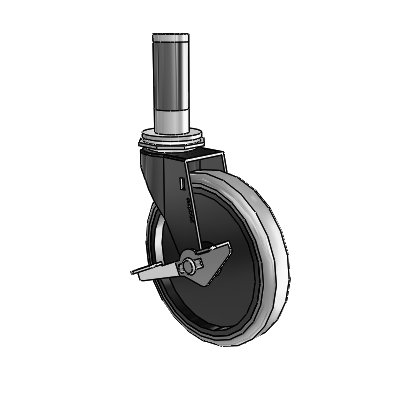 Regent Expanding Adapter Black Oxide Swivel Caster with 5 x .9375 Grey Thermoplastic Rubber Wheel and Side Brake