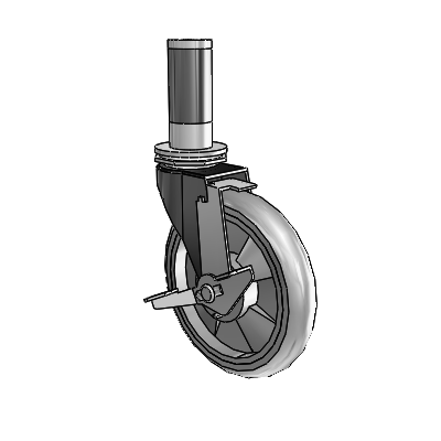 Regent Expanding Adapter Black Oxide Swivel Caster with 5 x .9375 Grey MonoTech Wheel and Tread Lock Brake