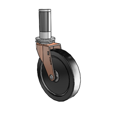 Regent Expanding Adapter Copper Oxide Swivel Caster with 5 x .9375 Black Polyolefin Wheel